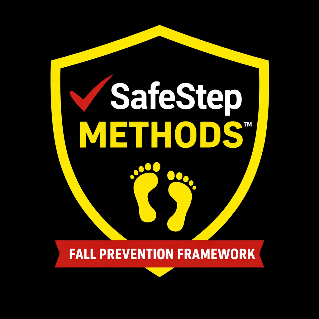 SafeStep Methods™ representing a structured fall prevention framework for improving home safety and independence